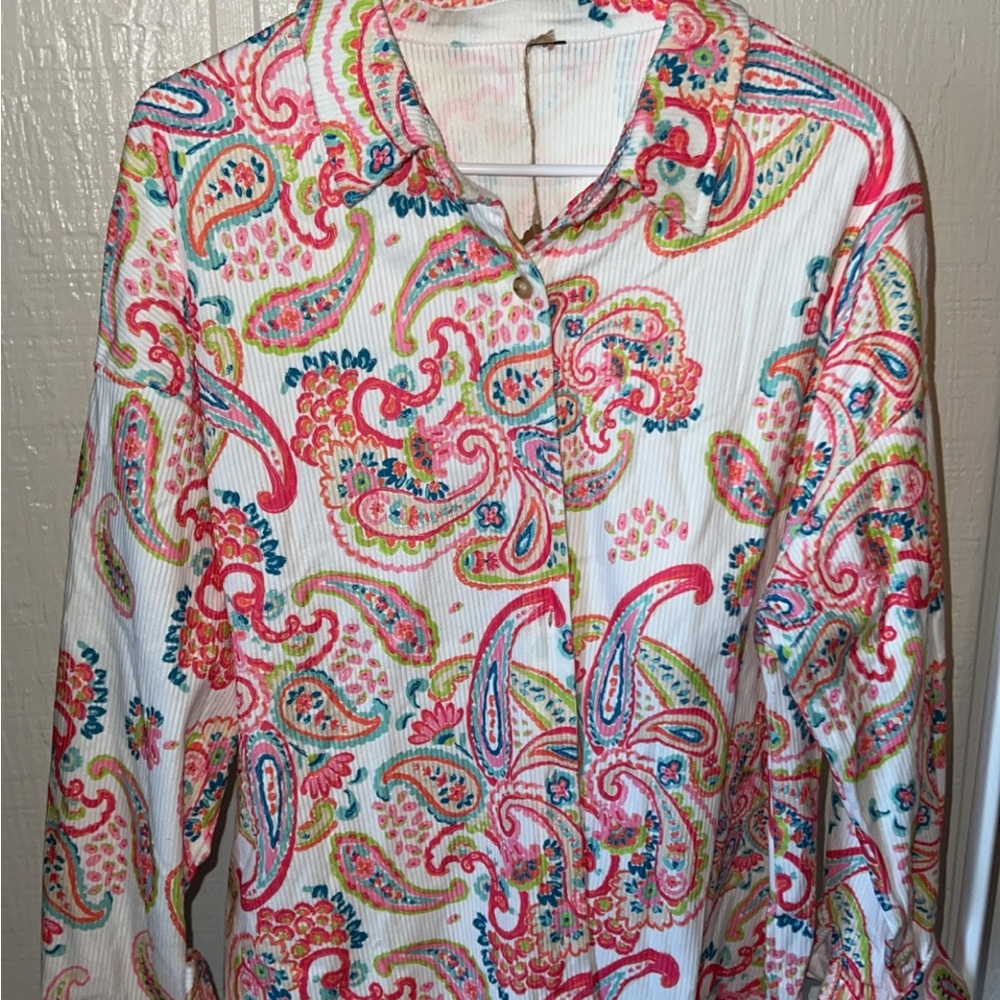 Colorful Paisley Button-Up Shirt